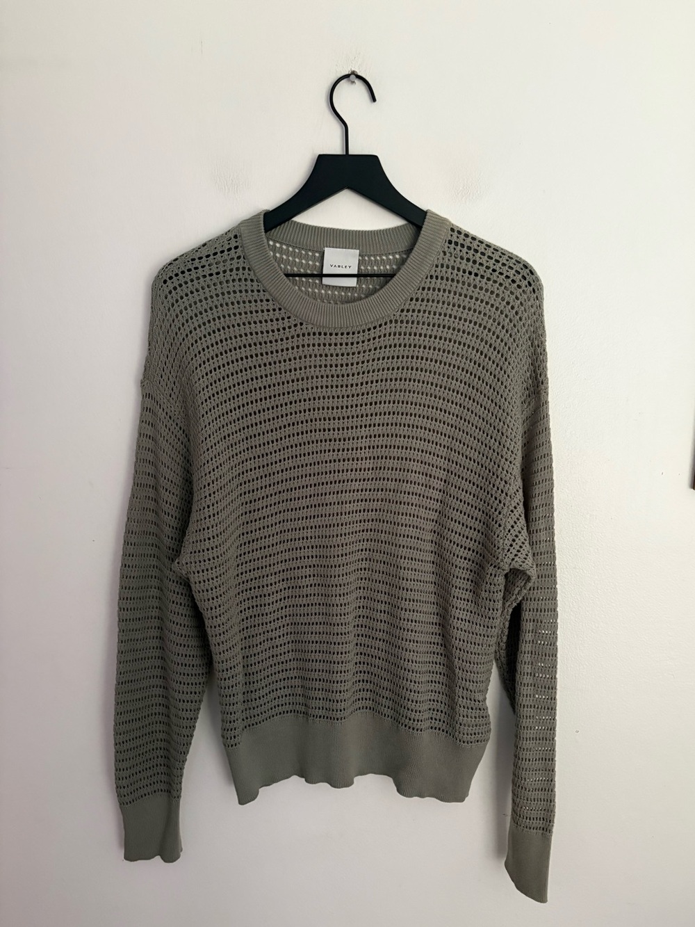 Varley Open Stitch Crochet Long Sleeve Olive Green Sweater Women’s Small